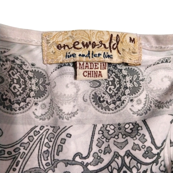 One World Gray Paisley Boho Dress Sz M - Picture 5 of 5